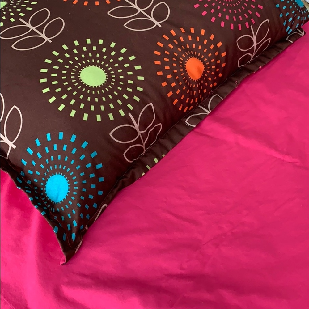 Twin Top Sheet & Pillow Case Sham Pink Brown - Picture 4 of 6